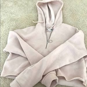 Light pink cropped hoodie from top shop
